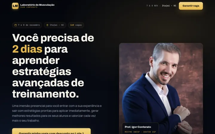 Landing page do Laboratório de Musculação