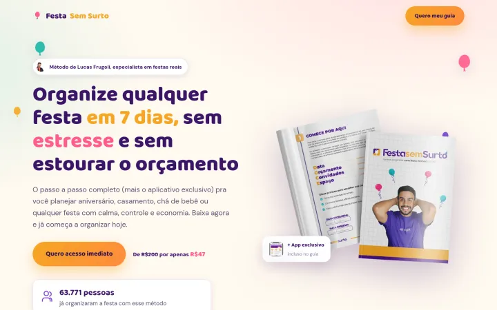 Landing page Festa Sem Surto